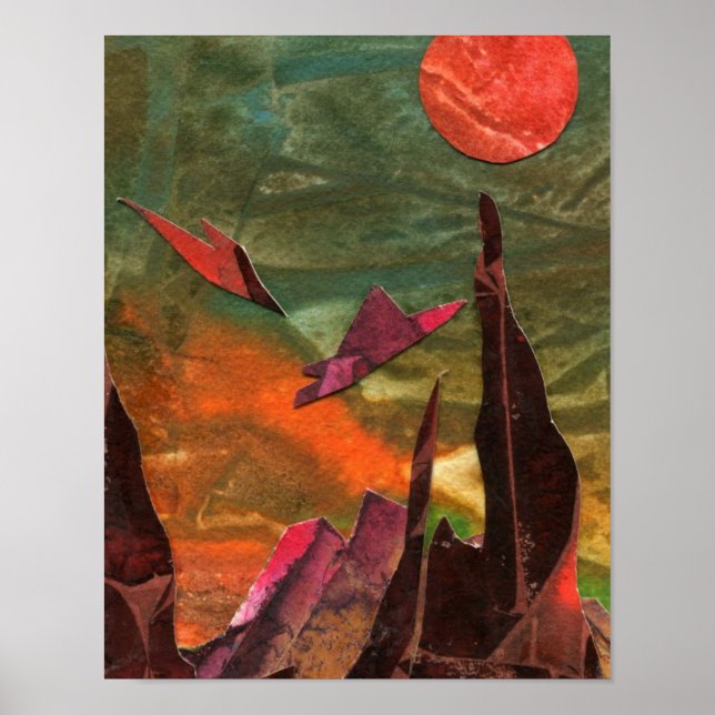 Sci-Fi "Fire Birds" alien life forms in flight Poster (Front)