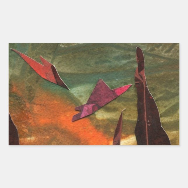 Sci-Fi "Fire Birds" alien life forms in flight Rectangular Sticker (Front)