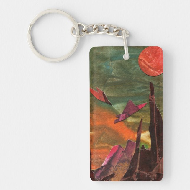 Sci-Fi "Fire Birds" alien life forms in space Key Ring (Front)