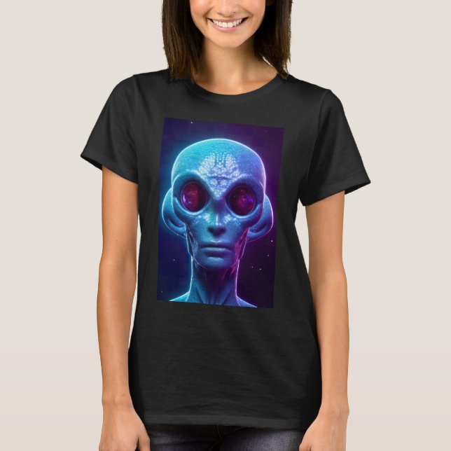 Sci Fi Futuristic Robot Head Cyborg Unique Digital T-Shirt (Front)