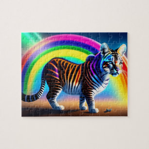 Sci fi futuristic wild cat colorful tiger jigsaw puzzle