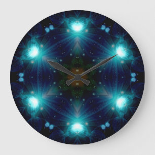 Sci-Fi Galaxy Blue Light abstract art 3 Large Clock