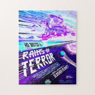 Sci-Fi Horror Movie Ad, Rains Of Terror Jigsaw Puzzle