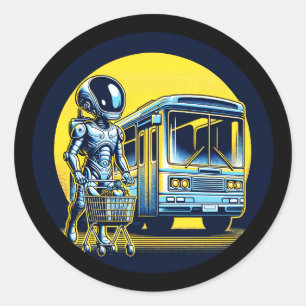 Sci-Fi in Daily Life Sticker - Funny Alien & Robot