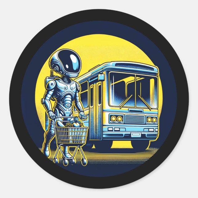 Sci-Fi in Daily Life Sticker - Funny Alien & Robot (Front)