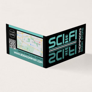 Sci-Fi Logo, Book Store Detailed Loyalty Business Card