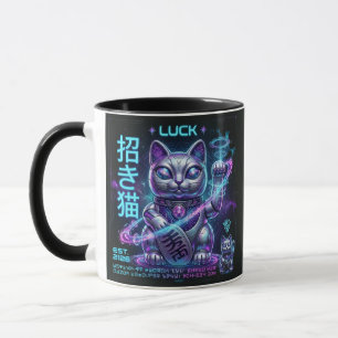 Sci-Fi Lucky Cat Maneki Neko Cosmic Charm Graphic  Mug
