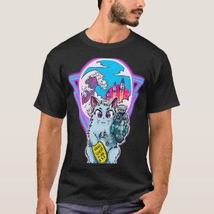 Sci Fi Maneki Neko Cat with Good Luck Coin T-Shirt