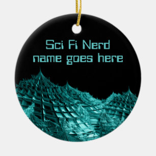 Sci fi nerd fantasy landscape ceramic tree decoration