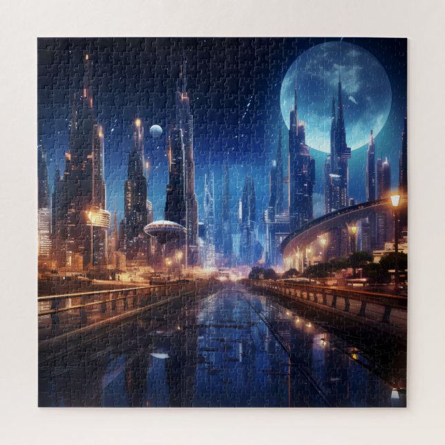 Sci-Fi Night City Jigsaw Puzzle (Vertical)