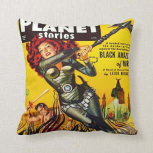 SCI FI PULP DESIGN COVER OF PLANET STORIES CUSHION