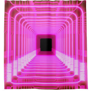 Sci-Fi Retro 3D: Pop Art Illustration Shower Curtain