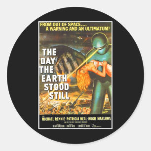 Sci Fi Robot Halloween Earth Invasion Science Fict Classic Round Sticker