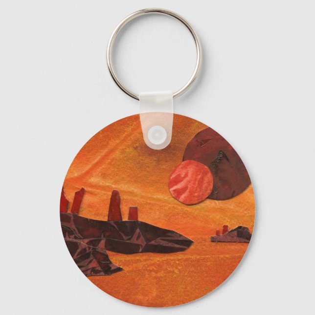 Sci-Fi "Seas of Fire" double suns, lava seas Key Ring (Front)
