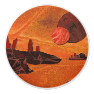 Sci-Fi "Seas of Fire" double suns, lava seas world Ceramic Knob