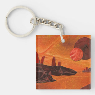 Sci-Fi "Seas of Fire" double suns, lava seas world Key Ring