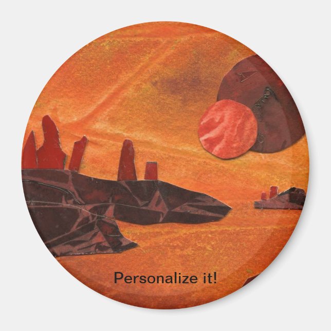 Sci-Fi "Seas of Fire" double suns, lava seas world Magnet (Front)