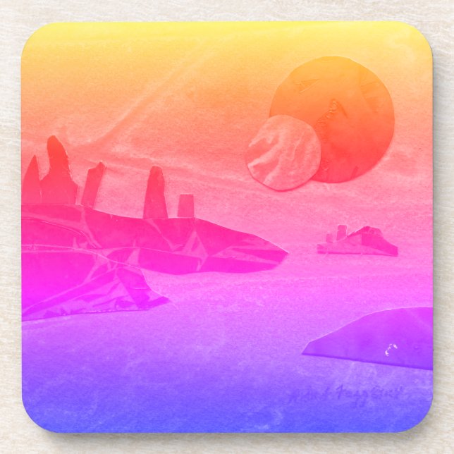 Sci-Fi "Seas of Fire" molten lava alien world  Bev Coaster (Front)