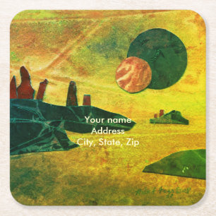 Sci-Fi "Seas of Fire" molten lava alien world Square Paper Coaster