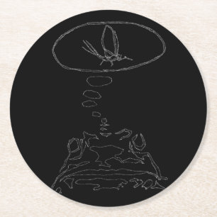 Sci-Fi smart animals "Hungry Frog Dreams"          Round Paper Coaster