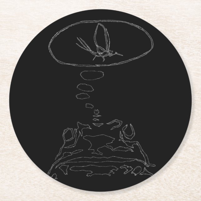 Sci-Fi smart animals "Hungry Frog Dreams"          Round Paper Coaster (Front)