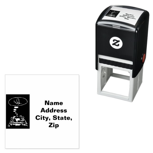 Sci-Fi smart animals "Hungry Frog Dreams"          Self-inking Stamp (In Situ)
