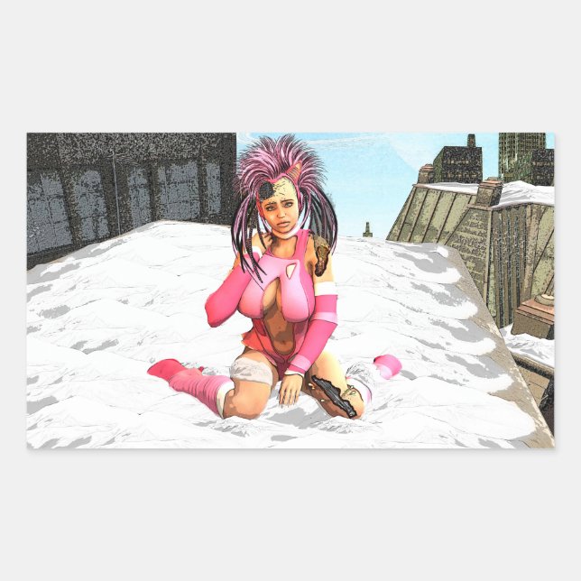 Sci Fi Snow Punk Rectangular Sticker (Front)