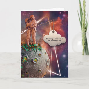 Sci-fi Space Astronauts Couple Valentine's Day Holiday Card
