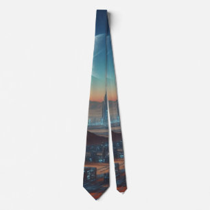 Sci-Fi Space Colony Scene Tie