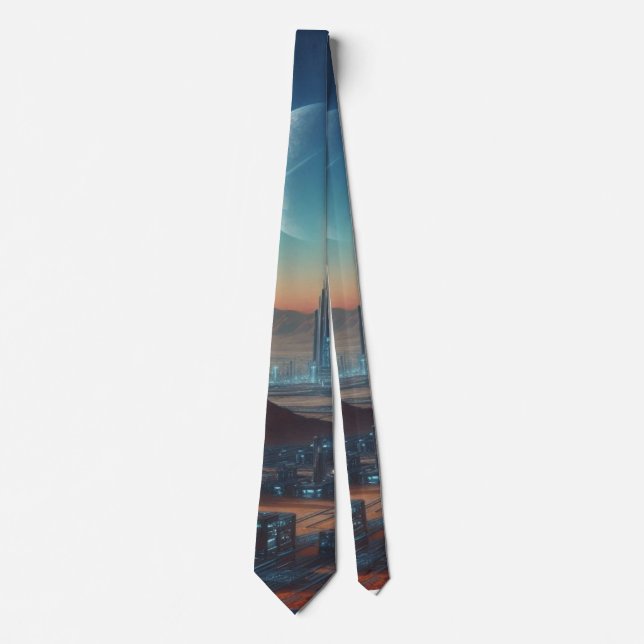 Sci-Fi Space Colony Scene Tie (Front)