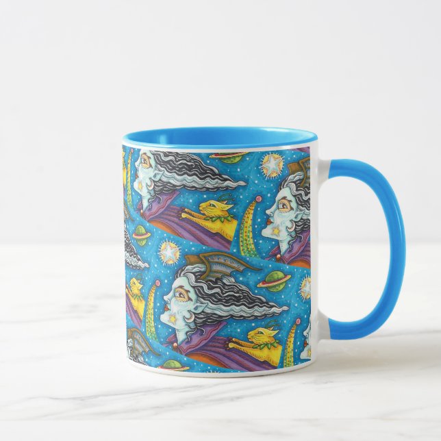 SCI FI SPACE WITCH & COMET CAT COLORFUL HALLOWEEN MUG (Right)