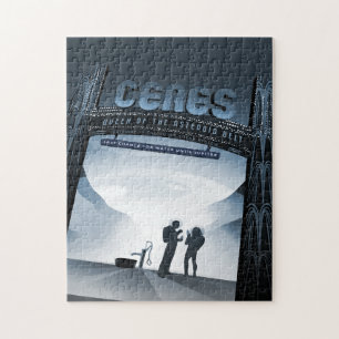 Sci-Fi Travel Ad, Dwarf Planet Ceres Jigsaw Puzzle