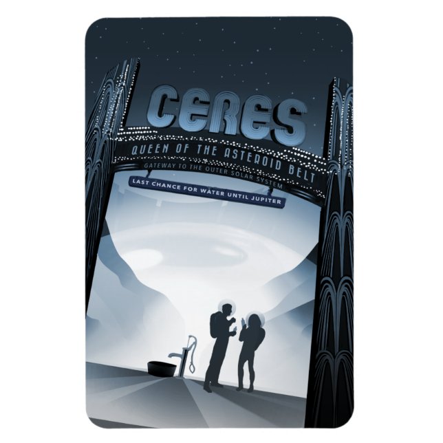 Sci-Fi Travel Ad, Dwarf Planet Ceres Magnet (Vertical)