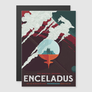 Sci-Fi Travel Ad, Moon Enceladus Magnetic Invitation
