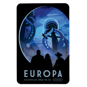 Sci-Fi Travel Ad, Moon Europa Magnet