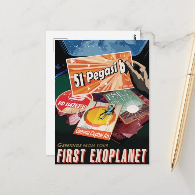 Sci-Fi Travel Ad, Planet 51 Pegasi b Postcard (Front/Back In Situ)