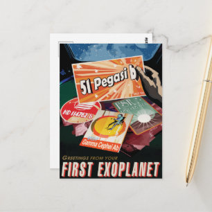 Sci-Fi Travel Ad, Planet 51 Pegasi b Postcard