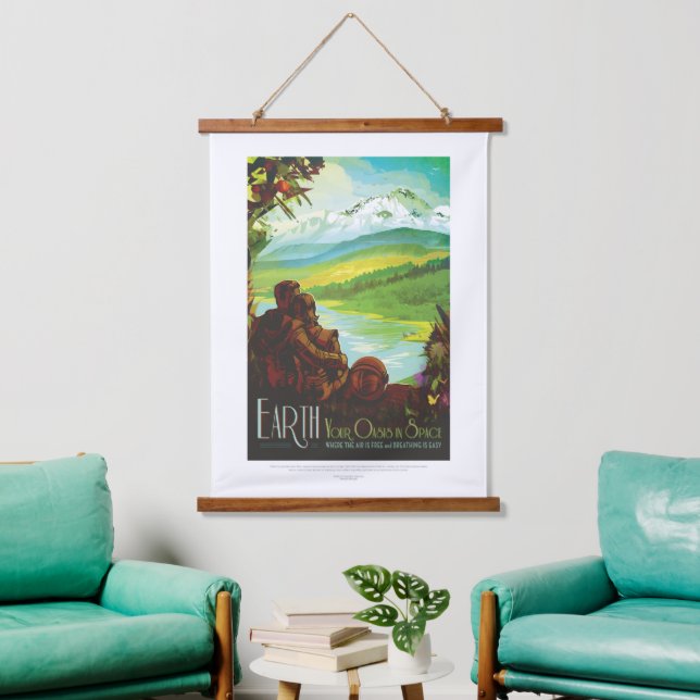 Sci-Fi Travel Ad, Planet Earth Hanging Tapestry (Living Room)