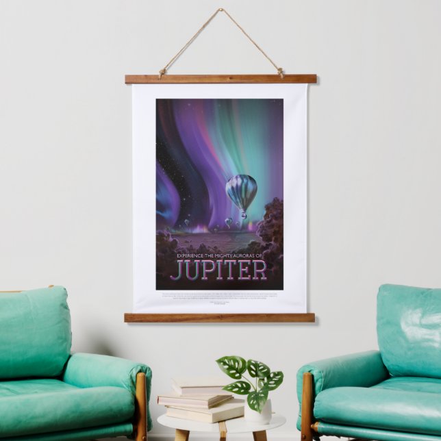 Sci-Fi Travel Ad, Planet Jupiter Hanging Tapestry (Living Room)