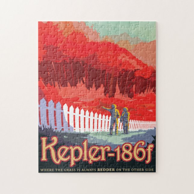 Sci-Fi Travel Ad, Planet Kepler-186f Jigsaw Puzzle (Vertical)
