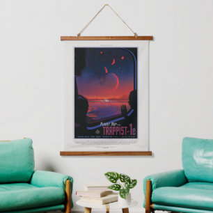 Sci-Fi Travel Ad, Planet Trapist-1e Hanging Tapestry