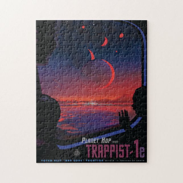 Sci-Fi Travel Ad, Planet Trapist-1e Jigsaw Puzzle (Vertical)