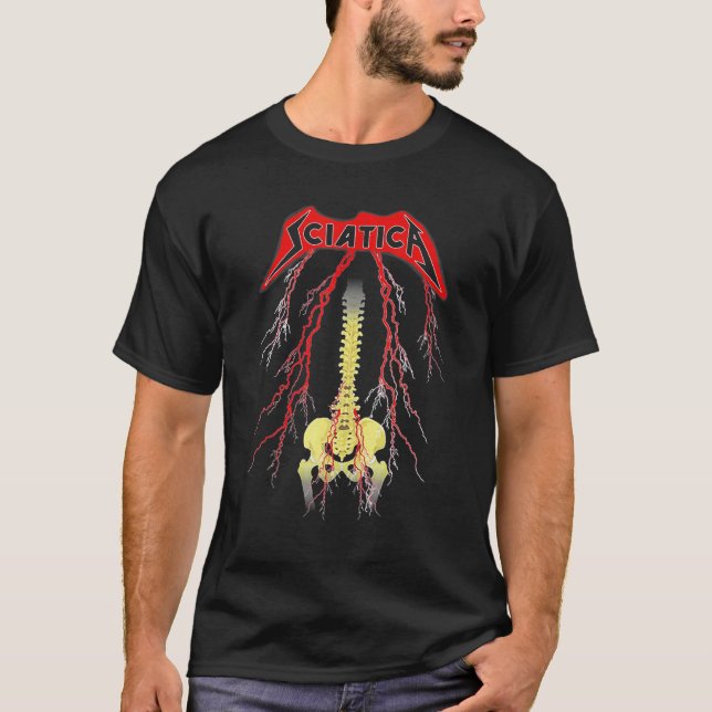 Sciatica Skeleton Metal T-Shirt (Front)