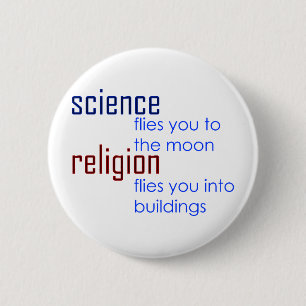 science and religion 6 cm round badge