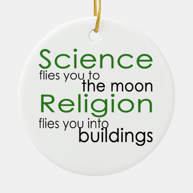 Science and religion ceramic tree decoration (Front)