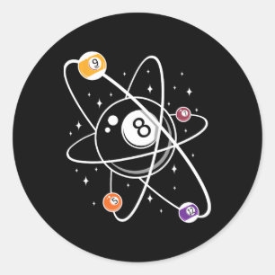 Science Atom Pool Lover 8- Billiards Classic Round Sticker
