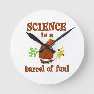 Science Barrel of Fun Round Clock
