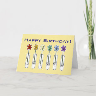 Science Beaker with Flowers Funny Birthday Card