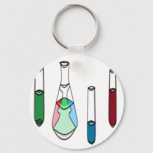 Science Beakers Test Tubes Solutions STEM Key Ring (Front)