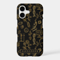Science Biology Art Gold Pattern Monogram